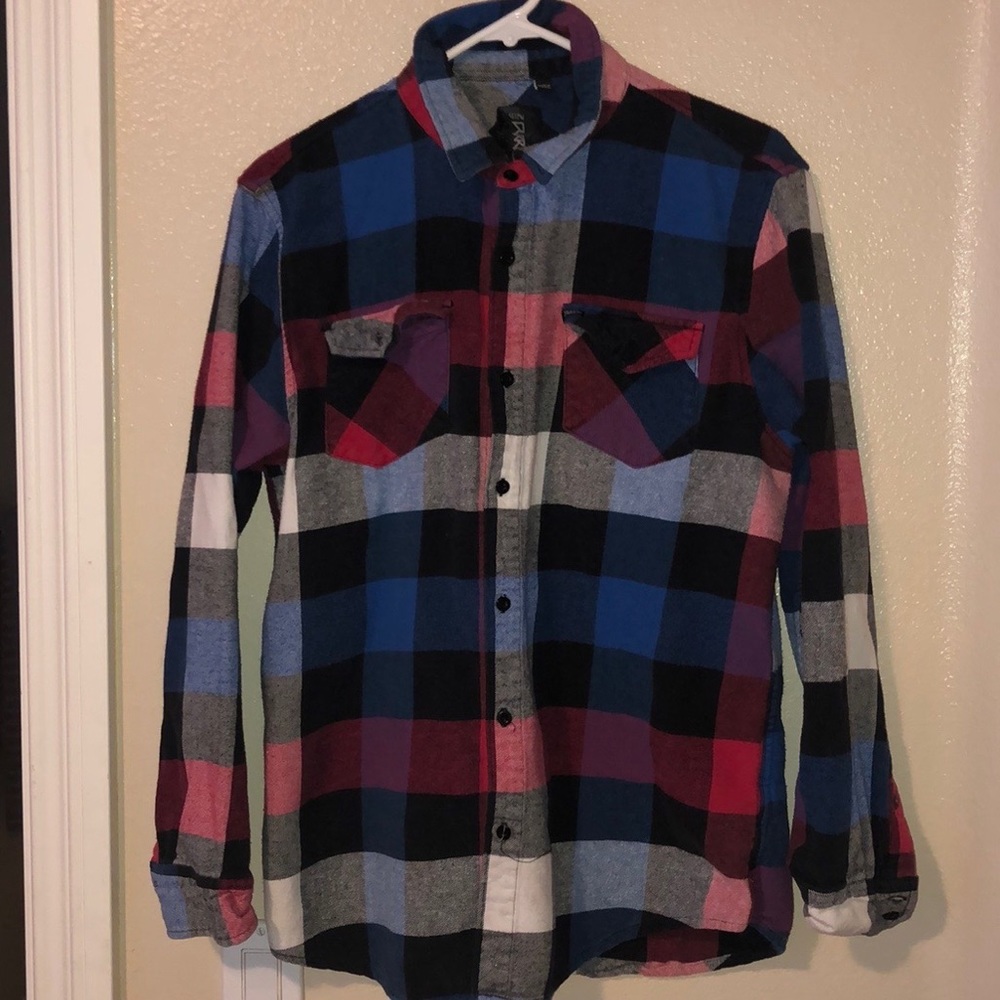 2FOR22$ VINTAGE MULTICOLOR FLANNEL BUTTON UP MENS